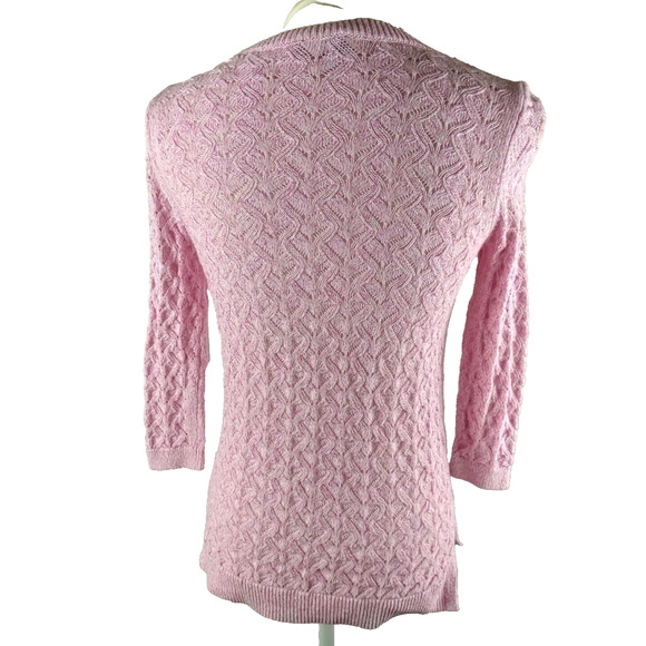 Talbot's Petite Women's Small Pink Sweater Size P Quarter Sleeve Lose Weave - Picture 4 of 8